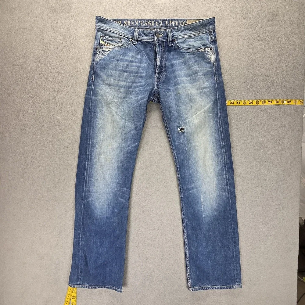 Diesel Jeans Mens 32x32 Blue Viker Straight Distressed Made In Italy 008MZ